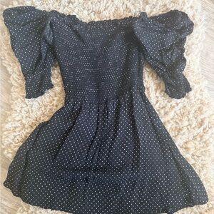 Reformation Black Polka Dot Mini Dress